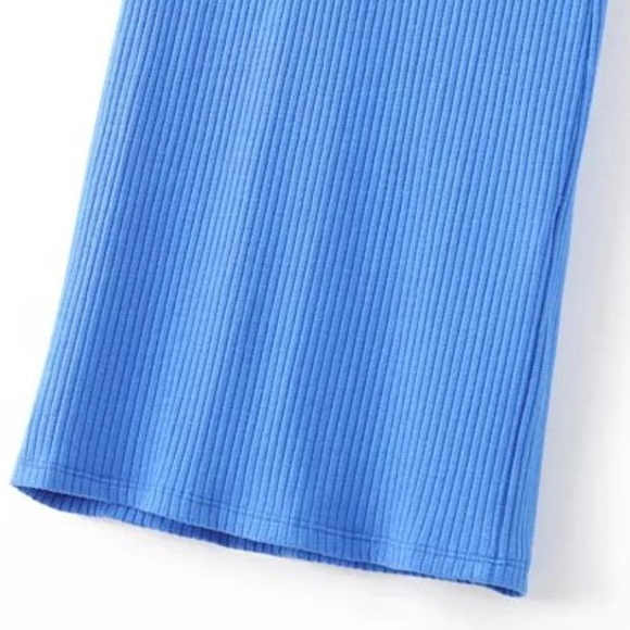 SHEIN // Blue Ribbed Spaghetti Strap Dress - Picture 5 of 5